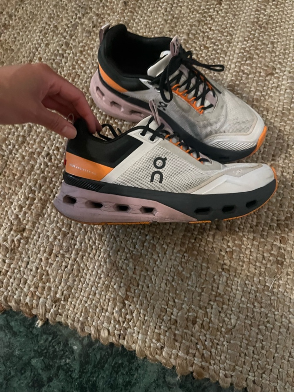 On Cloud Women's Cloudnova X Athletic Shoes - White with Orange Accents